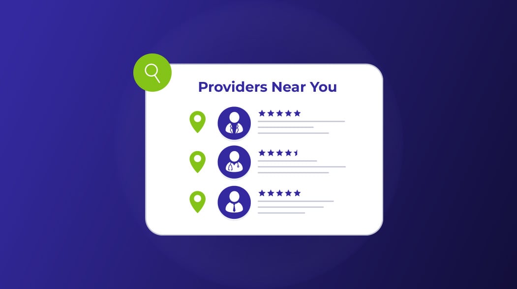 Illustration of providers list and their locations, descriptions, and ratings